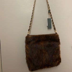 Luxurious Brown Faux Fur Shoulder Bag